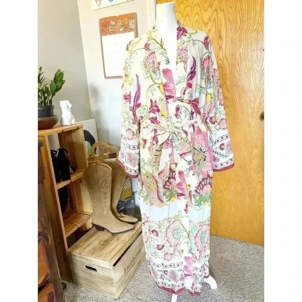 Zara Floral Print Kimono Belted - Picture 6 of 8